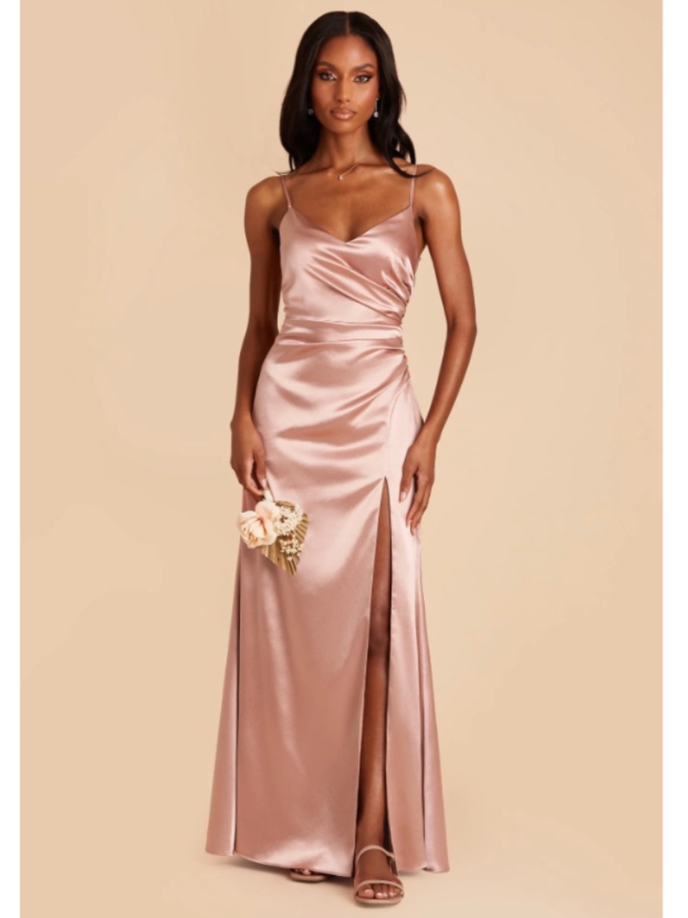 Birdy Grey | Catherine Dress in Shiny Satin Rose Gold Bridesmaid Dress Maxi L